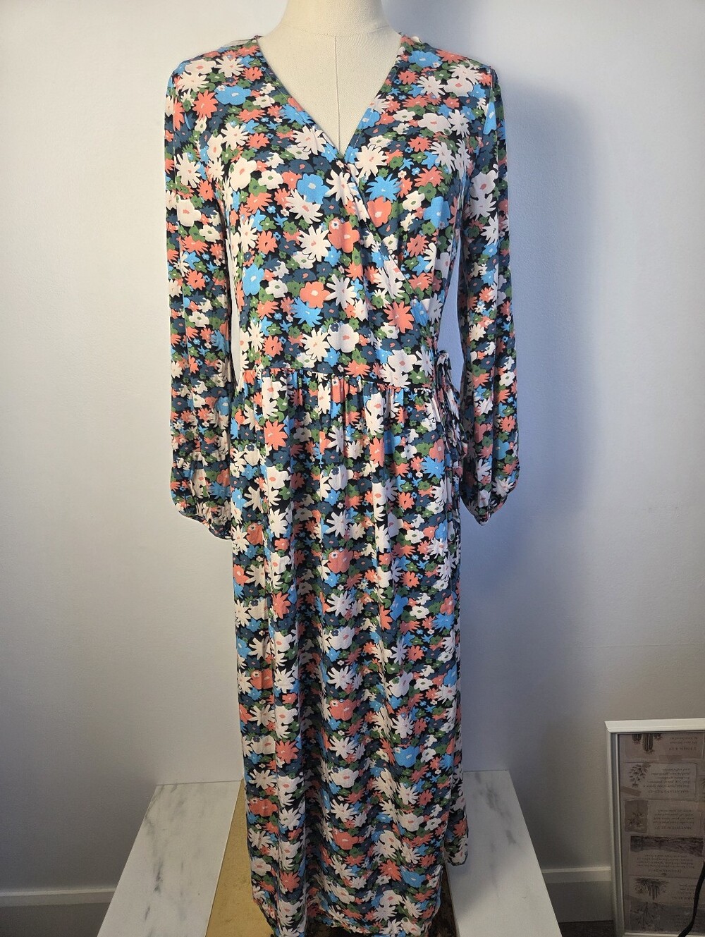 Compañía Fantástica Floral Wrap Maxi Dress Small Long Sleeve Viscose